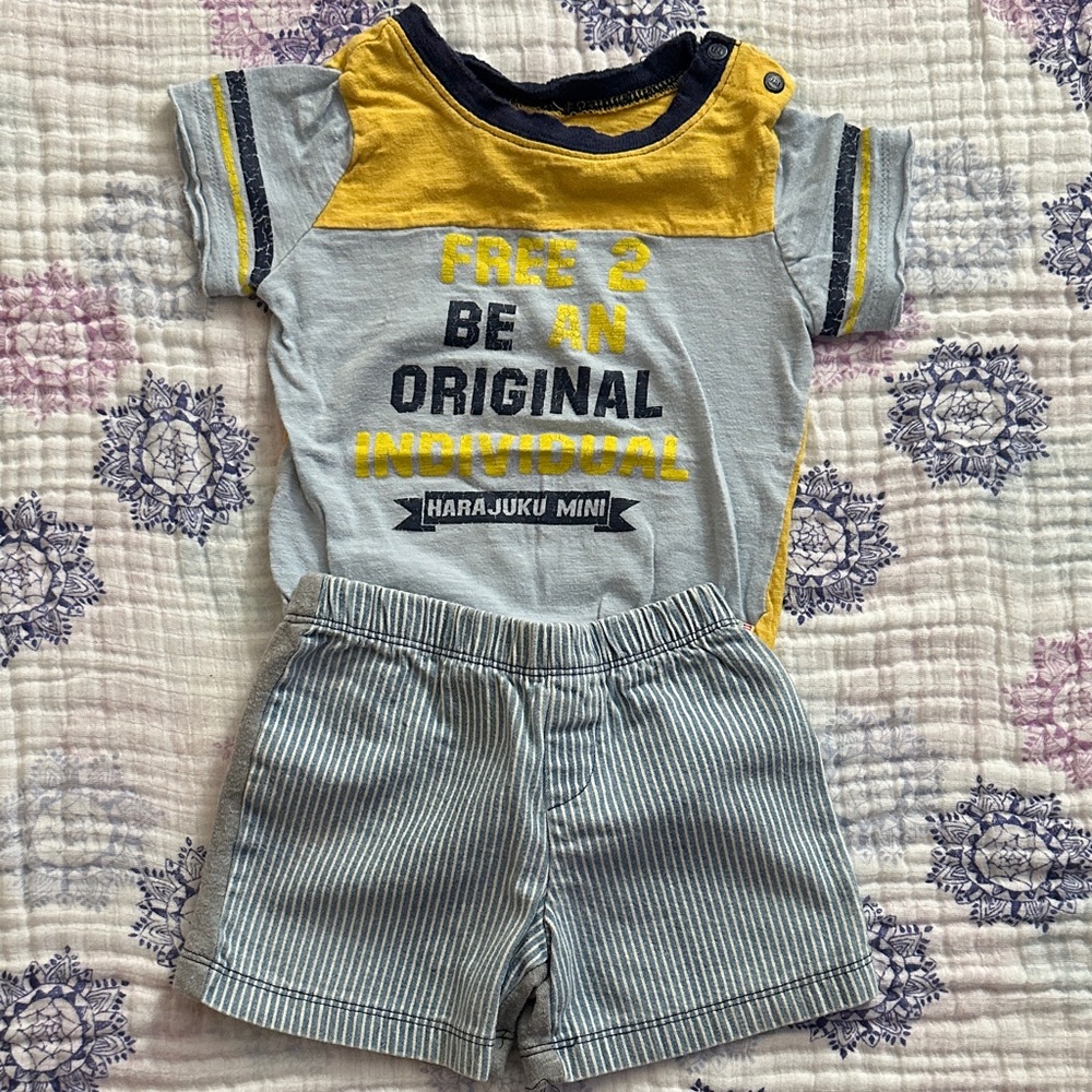 Harajuku Mini Baby Outfit Size 9 Months Says, “Free to be an original”